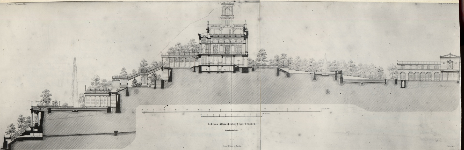 Geländeschnitt 1856 Schloss Albrechtsberg