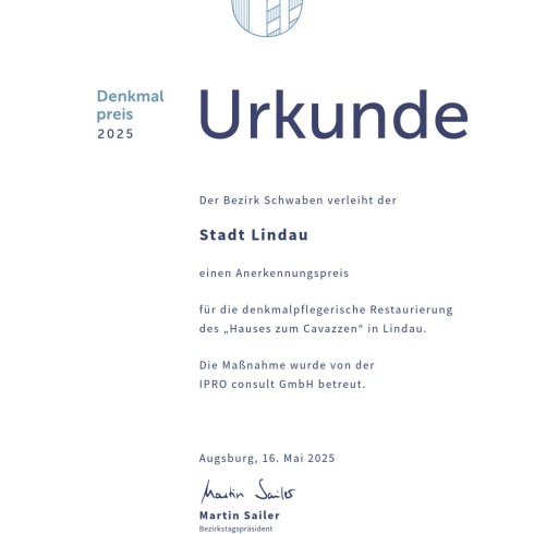 Urkunde Denkmalpreis 2025