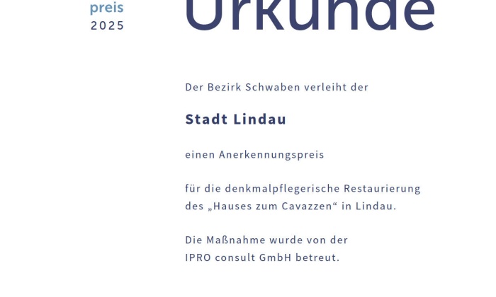 Urkunde Denkmalpreis 2025